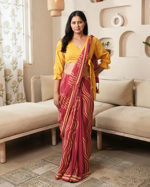 Pink_Cotton_Waves_H_Block_Printed_Mul_Saree_With_Tassels_For_Women